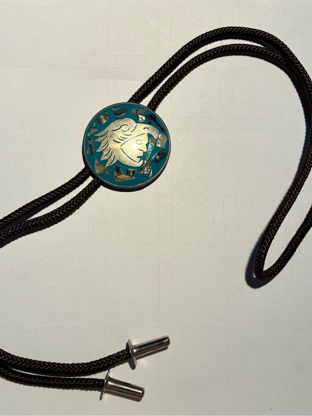 Turquoise and Alpaca  Silver Western-style Bolo Tie made in Mexico